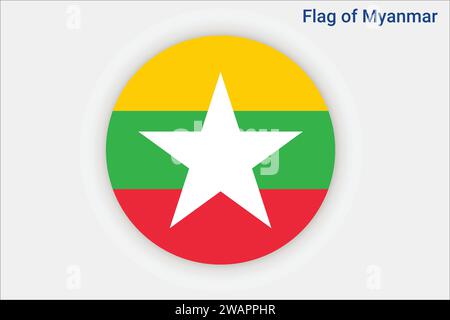 Alta bandiera dettagliata del Myanmar. Bandiera nazionale del Myanmar. Asia. Illustrazione 3D. Illustrazione Vettoriale