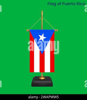 Bandiera molto dettagliata di Porto Rico. Bandiera nazionale di Porto Rico. Nord America. Illustrazione 3D. Foto Stock