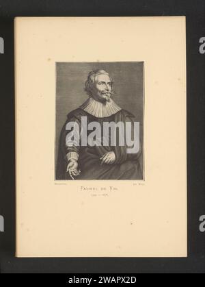 Riproduzione di un'incisione di un ritratto di Paul de Vos di Adriaen Lommelin, Joseph Maes, dopo Adriaen Lommelin, dopo Anthony Van Dyck, c. 1872 - in o prima del 1877 stampa fotomeccanica questa stampa fa parte di una copertina con 150 stampe e di una sezione con un elenco di immagini. Carta di Anversa. collotipo di persone storiche in cartone Foto Stock