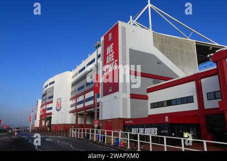 Stoke on Trent, Regno Unito. 6 gennaio 2024. Esterno dello stadio in vista della partita del terzo turno della Emirates fa Cup Stoke City contro Brighton e Hove Albion al Bet365 Stadium, Stoke-on-Trent, Regno Unito, 6 gennaio 2024 (foto di Conor Molloy/News Images) credito: News Images Ltd/Alamy Live News Foto Stock