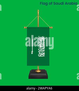 Alta bandiera dettagliata dell'Arabia Saudita. Bandiera nazionale dell'Arabia Saudita. Asia. Illustrazione 3D. Foto Stock