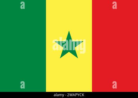 Alta bandiera dettagliata del Senegal. Bandiera nazionale del Senegal. Africa. Illustrazione 3D. Foto Stock