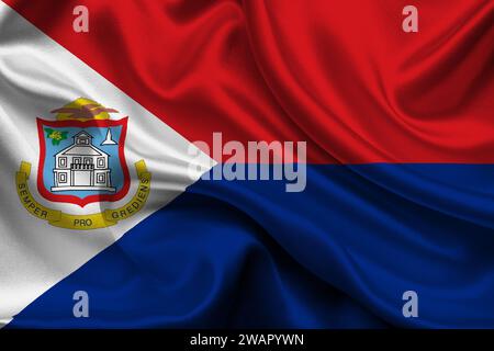 Alta bandiera dettagliata di St. Martin. National St Martin flag. Nord America. Illustrazione 3D.-- Foto Stock