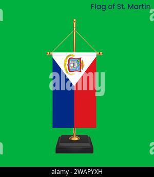 Alta bandiera dettagliata di St. Martin. National St Martin flag. Nord America. Illustrazione 3D.-- Foto Stock