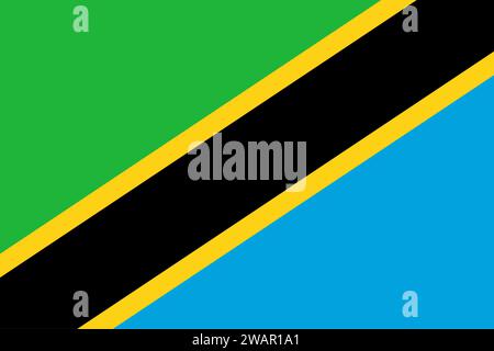 Bandiera molto dettagliata della Tanzania. Bandiera nazionale della Tanzania. Africa. Illustrazione 3D. Foto Stock