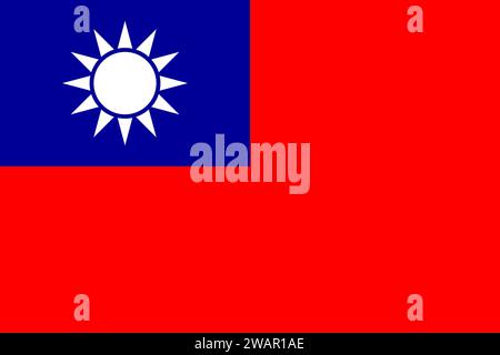 Alta bandiera dettagliata di Taiwan. Bandiera nazionale di Taiwan. Asia. Illustrazione 3D. Foto Stock