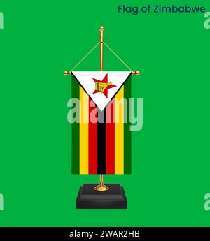 Alta bandiera dettagliata dello Zimbabwe. Bandiera nazionale dello Zimbabwe. Africa. Illustrazione 3D. Foto Stock