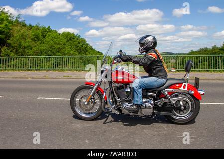 2010 Red Harley-Davidson Fxdc Superglide Cu 1584 Twin Motorcycle benzina da 10 V 1585 cc; cruiser in stile retrò americano a Greater Manchester, Regno Unito Foto Stock