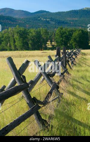 Recinzione Ranchland, Lewis e Clark County, Montana Foto Stock