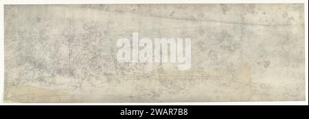 Traversata del Reno, 1672, 1900 - 1903 Fotografia di un disegno di attraversamento del Reno nei pressi di Tolhuis vicino a Lobith dell'esercito francese al comando di Luigi XIV il 12 giugno 1672. Parte di una serie di foto di disegni di città conquistate durante l'invasione francese dei Paesi Bassi nel 1672. Stampa francese in gelatina argento che attraversa un fiume. Movimenti di truppe, pedaggio per il trasporto Foto Stock