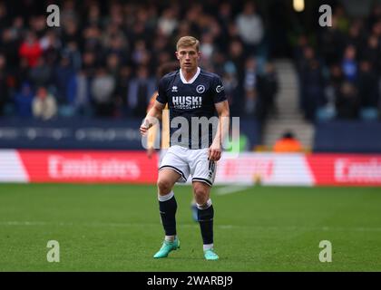 The Den, Bermondsey, Londra, Regno Unito. 6 gennaio 2024. Fa Cup Third Round Football, Millwall contro Leicester City; Zian Flemming di Millwall Credit: Action Plus Sports/Alamy Live News Foto Stock