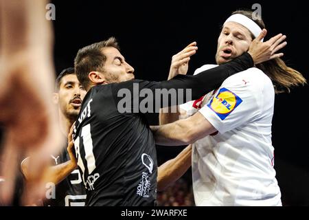 La Danimarca Mikkel Hansen. La partita di pallamano maschile nel torneo di allenamento Norlys Golden League tra Danimarca ed Egitto a OErestad a Copenaghen, sabato 6 gennaio 2024.. (Foto: Thomas Traasdahl/Ritzau Scanpix) Foto Stock