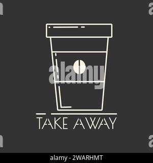 Logo Coffee To Go.illustrazione logotipo caffè da asporto.ideale per caffetteria, stile minimal e moderno.illustrazione Vector EPS10 Illustrazione Vettoriale