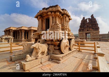 Carro di pietra, Vittala Tempel, Hampi Foto Stock