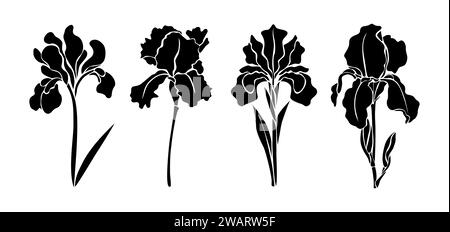 Silhouette di Irises febbraio mese di nascita fiori Illustrazione Vettoriale