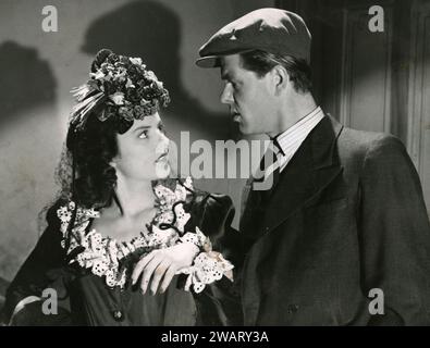 Attore e attrice danese in una scena cinematografica, Danimarca anni '1950 Foto Stock