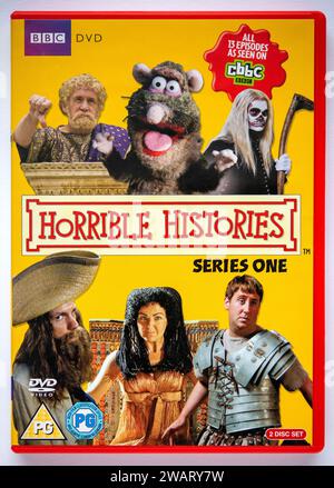 Copertina del DVD della prima stagione della serie TV per bambini della BBC Horrible Histories Foto Stock