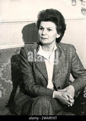 Ingegnere e cosmonauta russo Valentina Tereshkova, prima donna nello spazio e presidente del Comitato delle Donne sovietiche, URSS 1984 Foto Stock