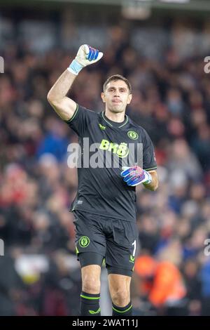 Middlesbrough sabato 6 gennaio 2024. Aston Villa portiere Emiliano Martinez durante la partita di fa Cup del terzo turno tra Middlesbrough e Aston Villa al Riverside Stadium di Middlesbrough sabato 6 gennaio 2024. (Foto: Trevor Wilkinson | mi News) crediti: MI News & Sport /Alamy Live News Foto Stock