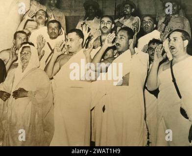 Pellegrinaggio del presidente egiziano Gamal Abdel Nasser alla Mecca, Arabia Saudita 1970 Foto Stock