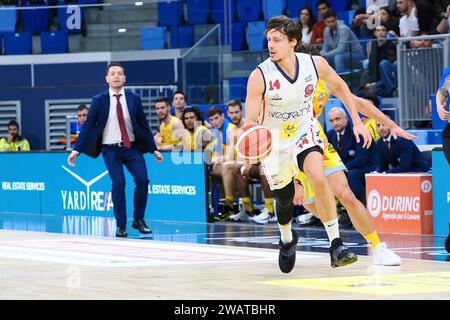 Milano, Italia. 6 gennaio 2024. Matteo Montano (Urania Milano) durante la Wegreenit Urania Milano vs Real Sebastiani Rieti, partita maschile di Basket serie A2 a Milano, Italia, 06 gennaio 2024 crediti: Independent Photo Agency/Alamy Live News Foto Stock