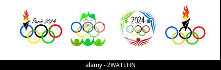 Olimpiadi estive 2024. PARIGI, FRANCIA, disegno a mano. Non ai . Illustrazione vettoriale. Illustrazione Vettoriale