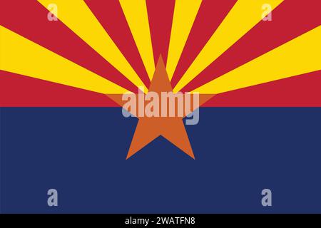 Alta bandiera dell'Arizona. Bandiera dello stato dell'Arizona, bandiera nazionale dell'Arizona. Bandiera dello stato dell'Arizona. USA. America. Illustrazione Vettoriale