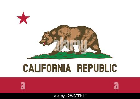 Alta bandiera della California. Bandiera dello stato della California, bandiera della National California. Bandiera dello stato della California. USA. America. Illustrazione Vettoriale