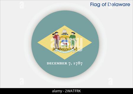 Alta bandiera dettagliata del Delaware. Bandiera dello Stato del Delaware, bandiera del National Delaware. Bandiera dello stato del Delaware. USA. America. Illustrazione Vettoriale