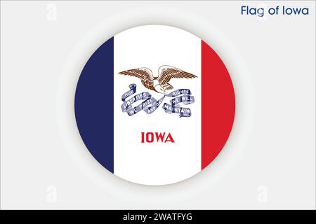 Alta bandiera dettagliata dell'Iowa. Bandiera dello stato dell'Iowa, bandiera nazionale dell'Iowa. Bandiera dello stato dell'Iowa. USA. America. Illustrazione Vettoriale