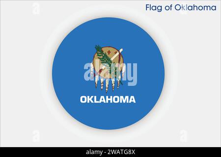 Bandiera molto dettagliata dell'Oklahoma. Bandiera dello stato dell'Oklahoma, bandiera nazionale dell'Oklahoma. Bandiera dello stato dell'Oklahoma. USA. America. Illustrazione Vettoriale