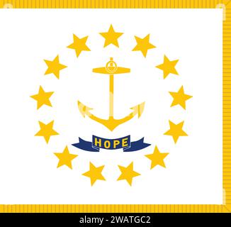 Alta bandiera dettagliata del Rhode Island. Bandiera dello stato del Rhode Island, bandiera nazionale del Rhode Island. Bandiera dello stato del Rhode Island. USA. America. Illustrazione Vettoriale