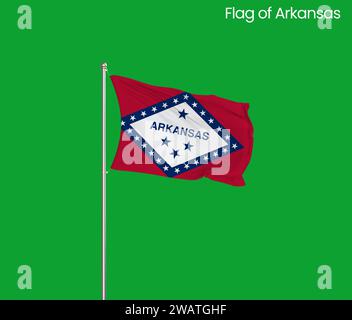 Alta bandiera dettagliata dell'Arkansas. Bandiera dello stato dell'Arkansas, bandiera nazionale dell'Arkansas. Bandiera dello stato dell'Arkansas. USA. America. Foto Stock