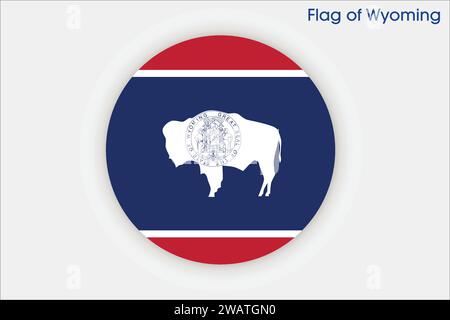 Bandiera molto dettagliata del Wyoming. Bandiera dello stato del Wyoming, bandiera nazionale del Wyoming. Bandiera dello stato del Wyoming. USA. America. Illustrazione Vettoriale