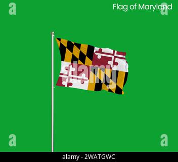 Alta bandiera dettagliata del Maryland. Bandiera dello stato del Maryland, bandiera nazionale del Maryland. Bandiera dello stato del Maryland. USA. America. Foto Stock