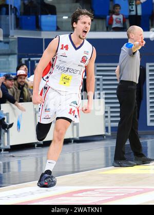 Milano, Italia. 6 gennaio 2024. Matteo Montano (Urania Milano) durante la Wegreenit Urania Milano vs Real Sebastiani Rieti, partita maschile di Basket serie A2 a Milano, Italia, 06 gennaio 2024 crediti: Independent Photo Agency/Alamy Live News Foto Stock