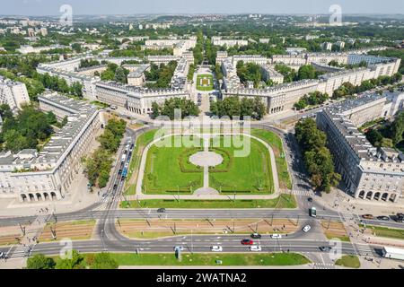 Vista aerea del quartiere di Nowa Huta a Cracovia, in Polonia Foto Stock