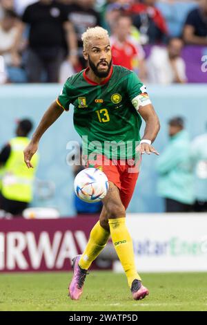 Eric Maxim Choupo-Moting del Camerun visto in azione durante la partita della Coppa del mondo FIFA Qatar 2022 tra Camerun e Serbia allo stadio al Janoub. Punteggio finale: Camerun 3:3 Serbia. Foto Stock