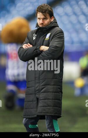 Sheffield, Regno Unito. 6 gennaio 2024. Sheffield Wednesday Manager Danny Rohl durante lo Sheffield Wednesday FC contro Cardiff City FC Emirates fa Cup, 3° turno, partita all'Hillsborough Stadium, Sheffield, Inghilterra, Regno Unito il 6 gennaio 2024 credito: Every Second Media/Alamy Live News Foto Stock