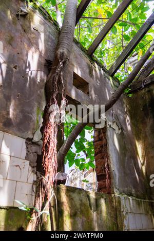 Una villa britannica abbandonata su una collina vicino alle cascate di Ssezibwa, distretto di Mukono, Uganda. Foto Stock