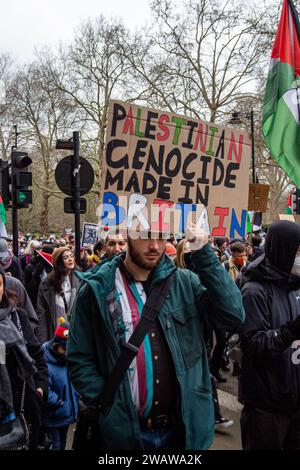 Londra, Regno Unito - 6 gennaio 2023: Protesta pro-Palestina nel centro di Londra. Foto Stock