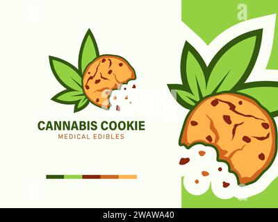 moderno logo della pasticceria di marijuana cookies Illustrazione Vettoriale