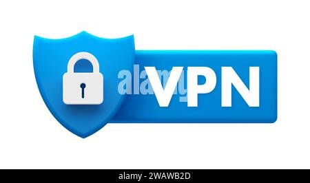 Icona VPN Security Shield - protezione della rete privata virtuale e badge di privacy Illustrazione Vettoriale