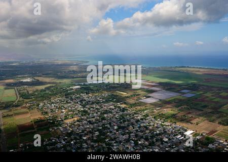 Paesaggio aereo delle Mauritius sulla costa nord-occidentale vicino a Triolet Foto Stock