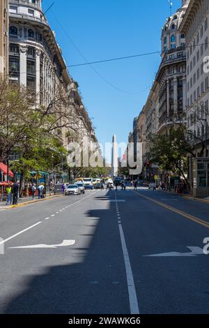 Obelisco, Buenos Aires e Street View Foto Stock