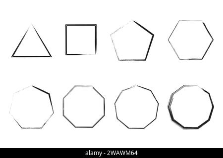 Poligoni di tratto zen Enso illustrazione vettoriale del simbolo giapponese del pennello. Illustrazione Vettoriale