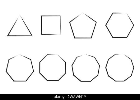 Poligoni di tratto zen Enso illustrazione vettoriale del simbolo giapponese del pennello. Illustrazione Vettoriale