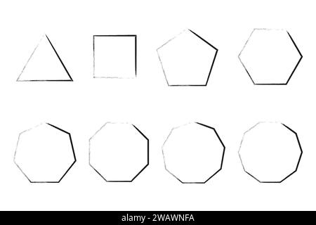 Poligoni di tratto zen Enso illustrazione vettoriale del simbolo giapponese del pennello. Illustrazione Vettoriale