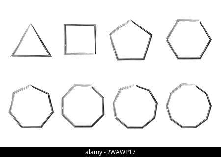 Poligoni di tratto zen Enso illustrazione vettoriale del simbolo giapponese del pennello. Illustrazione Vettoriale