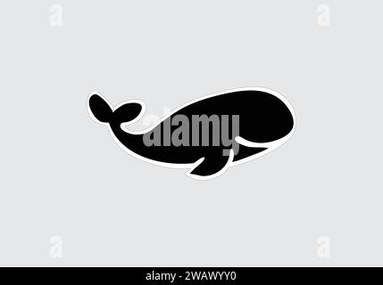 Blue Whale disegno illustrativo minimale Illustrazione Vettoriale